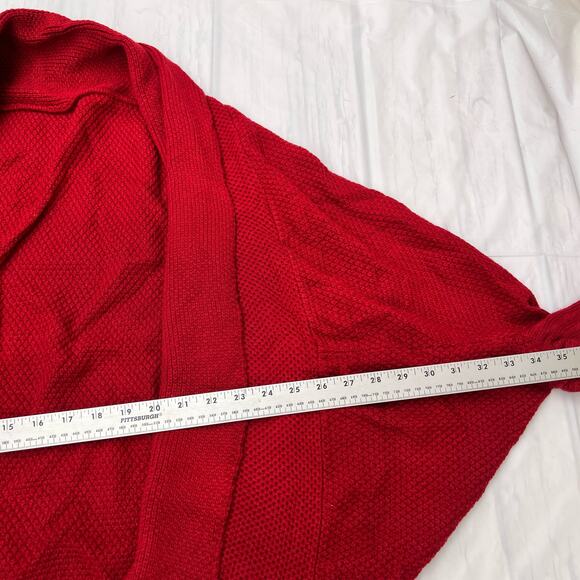 CHERFLY Women's Batwing Sleeve Cardigan Sweater Knit Red Sweater Cardigan Size L - Picture 6 of 8